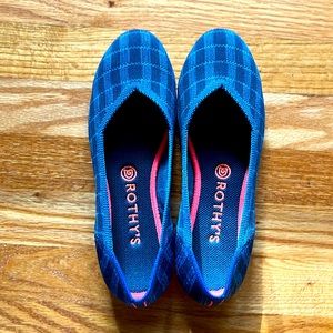 Rothy’s Indigo Gingham Round Toe Flats